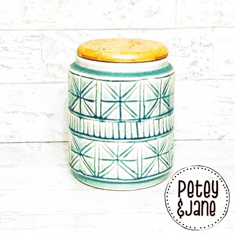 Boho Pottery Wood Lid Canister